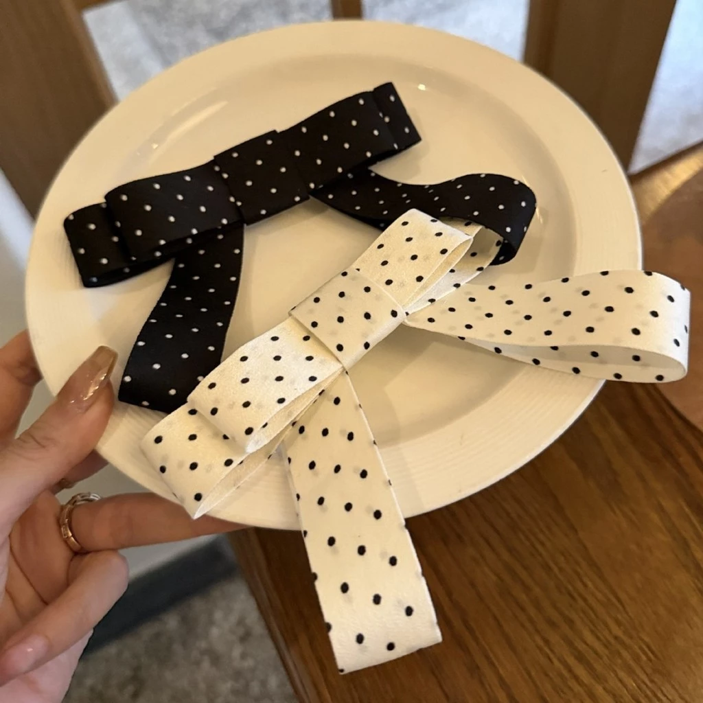 Influencer ins สไตล์ High-End กิ๊บติดผม Headdress Hairpin อุปกรณ์เสริมผม Bow Polka Dot กิ๊บติดผม Bangs คลิปฤดูใบไม้ผลิด้านข้างคลิป