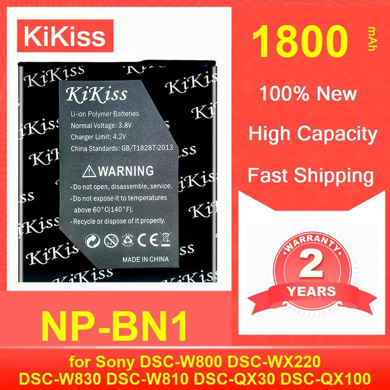 แบตเตอรี่กล้องที่มีประสิทธิภาพ NP-BN1 สําหรับ Sony DSC-W800 DSC-WX220 DSC-W830 DSC-W810 DSC-QX30/QX1