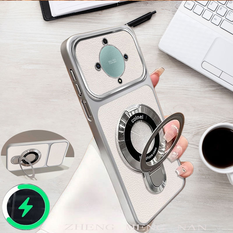 เหมาะสําหรับ Honor X9A Honor X9B Honor X9C Honor X9 Honor X9C สมาร์ทหนังใหม่แม่เหล็ก U shield bracke
