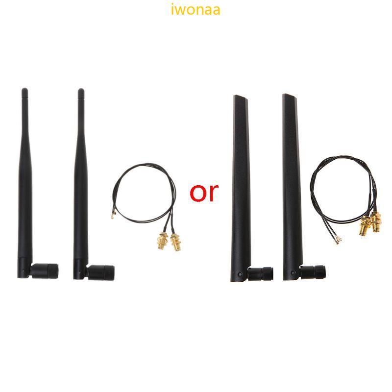 Iwo 2 x 6dBi 2 4GHz 5GHz Dual Band WiFi Router Card RP-SMA เสาอากาศ 2 x U fl สาย N8S5