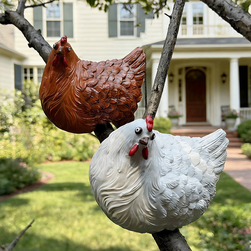 COD ของตกแต่งสวน รูปปั้นไก่แม่ ไก่ติดรั้ว ทนแดดฝน ทนทาน รูปที่ 5