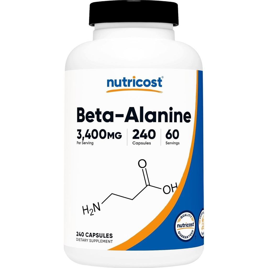 Nutricot Beta-Alanine Capsules 3400mg, 240 แคปซูล (60 Serv) - Potent Beta Alanine, Gluten Free & Non