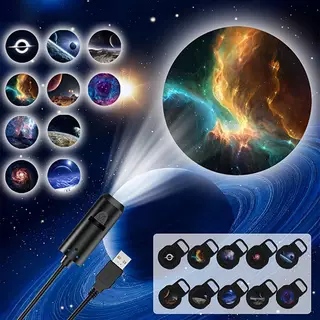 PUCOOL LED Galaxy Night Lamp Projector 1 แสง 10 ภาพเปลี่ยนได้สําหรับห้องเกมและพื้นที่ห้องนั่งเล่น