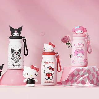 Sanrio Cloud Thermos Cup Girl High-value 316 ถ้วยน้ําสแตนเลสคู่การ์ตูนถ้วยฟางแบบพกพา