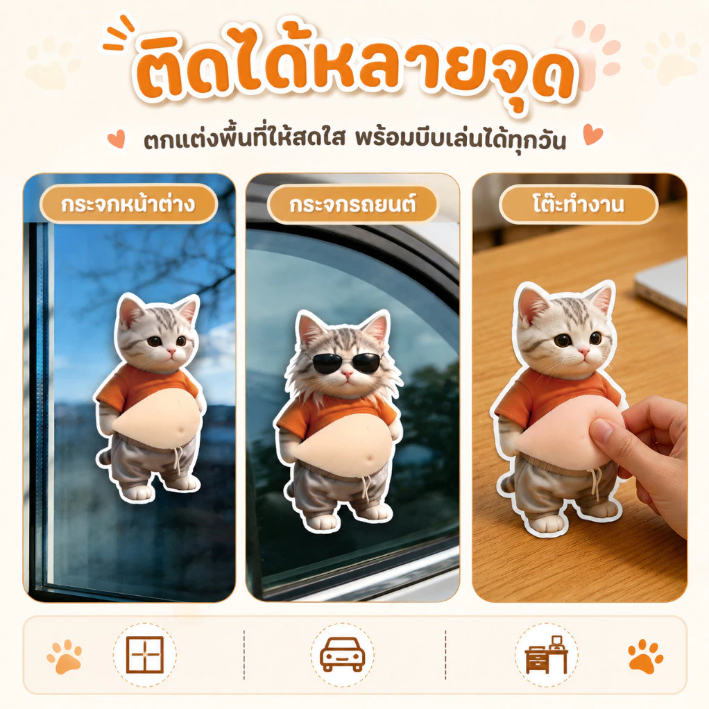 สกุชชี่ท้องแมวสามมิติ Fidget ของเล่นบีบคลายเครียด thumbnail 9