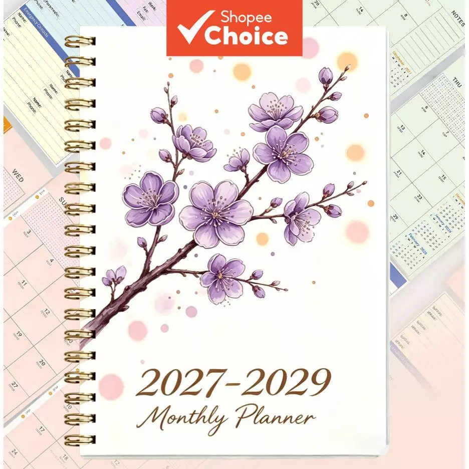 สมุดวางแผนรายเดือน 2027-2029 สมุดเรียนรู้การบริหารเวลา 3 ปี ขนาดกลาง พกพาสะดวก