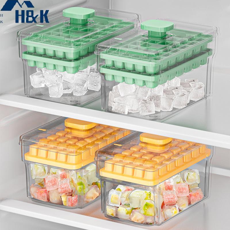 [H&K] 34/68Grids Ice Cube Mould ช่องใส่น้ําแข็งความจุขนาดใหญ่กล่องเก็บน้ําแข็งเกรดอาหารสําหรับใช้ในบ