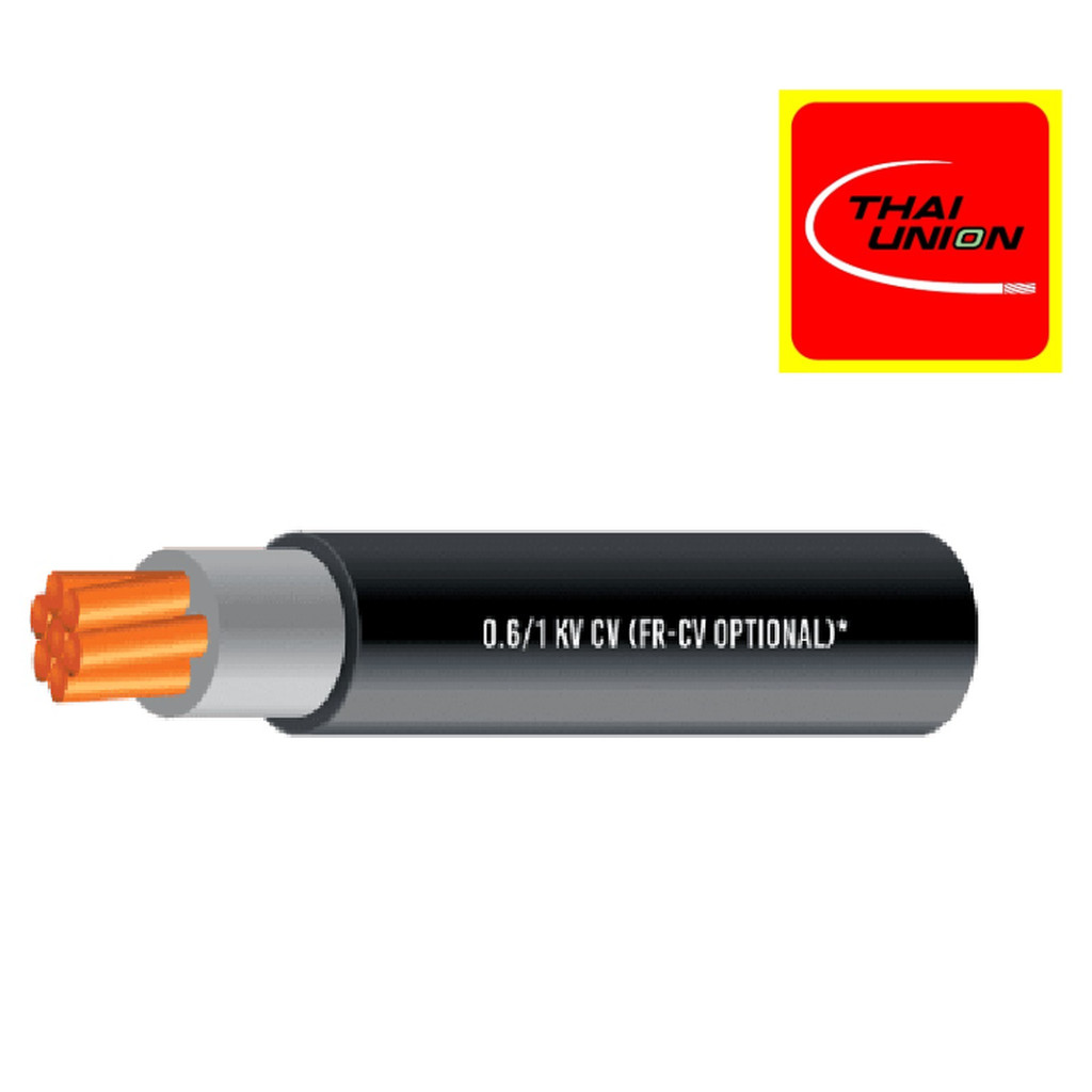 THAI UNION สายไฟCV 1x10 รุ่น 0.6/1 kV 90°C CV 1 Core เบอร์10 ยี่ห้อ ไทยยูเนี่ยน 40เมตร A1 ของมีพร้อม