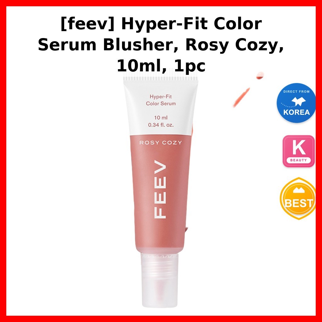 Beauty K-Beauty [feev] Hyper-Fit Color Serum Blusher, Rosy Cozy, 10ml, 1pc / Korean Blusher / Serum 