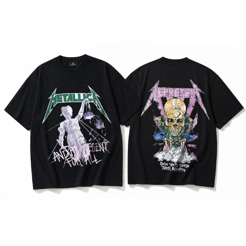 Street Trend ผู้ชายผู้หญิงผ้าฝ้าย casual เสื้อยืด Blurred รูปปั้นหินโครงกระดูกแขนสั้นอเนกประสงค์ Tops Plus ขนาด Unisex Tee