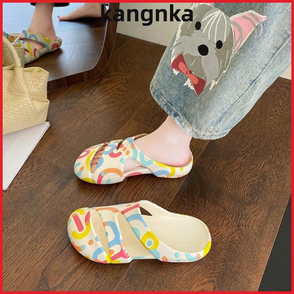 KANGNKA 1 คู่ผู้หญิงs รองเท้าแตะ, Anti-Collision Toe Design สไลด์ EVA, รูปแบบเสือดาวพื้นผิวแห้งเร็วชิ้นเดียวแม่พิมพ์ EVA วัสดุรองเท้าแตะฤดูร้อนห้องน้ําใช้
