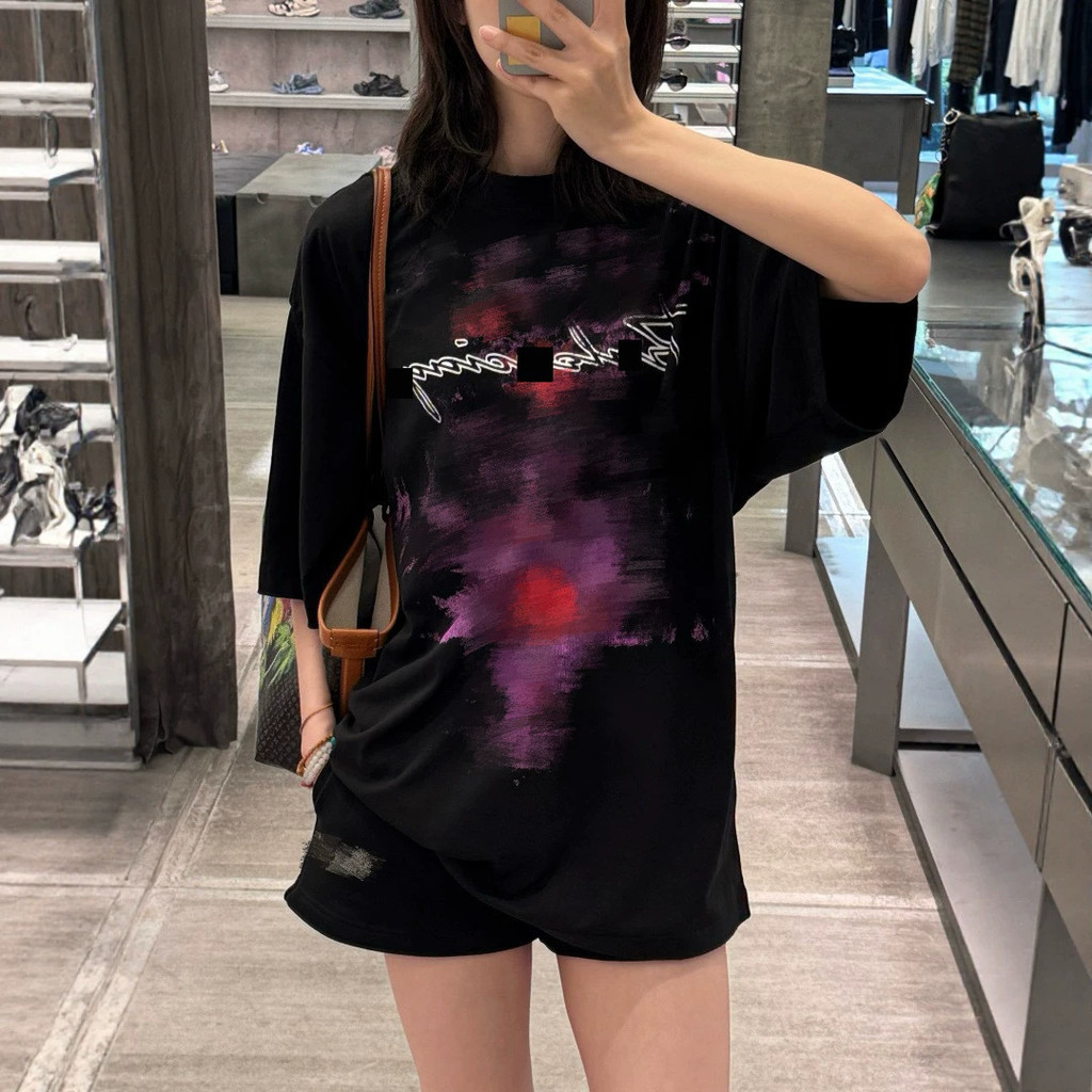 COBD BB-LCG * ฤดูใบไม้ผลิฤดูร้อนสไตล์ใหม่ Sunset Westward พิมพ์แฟชั่นรอบคอแขนสั้นเสื้อยืด