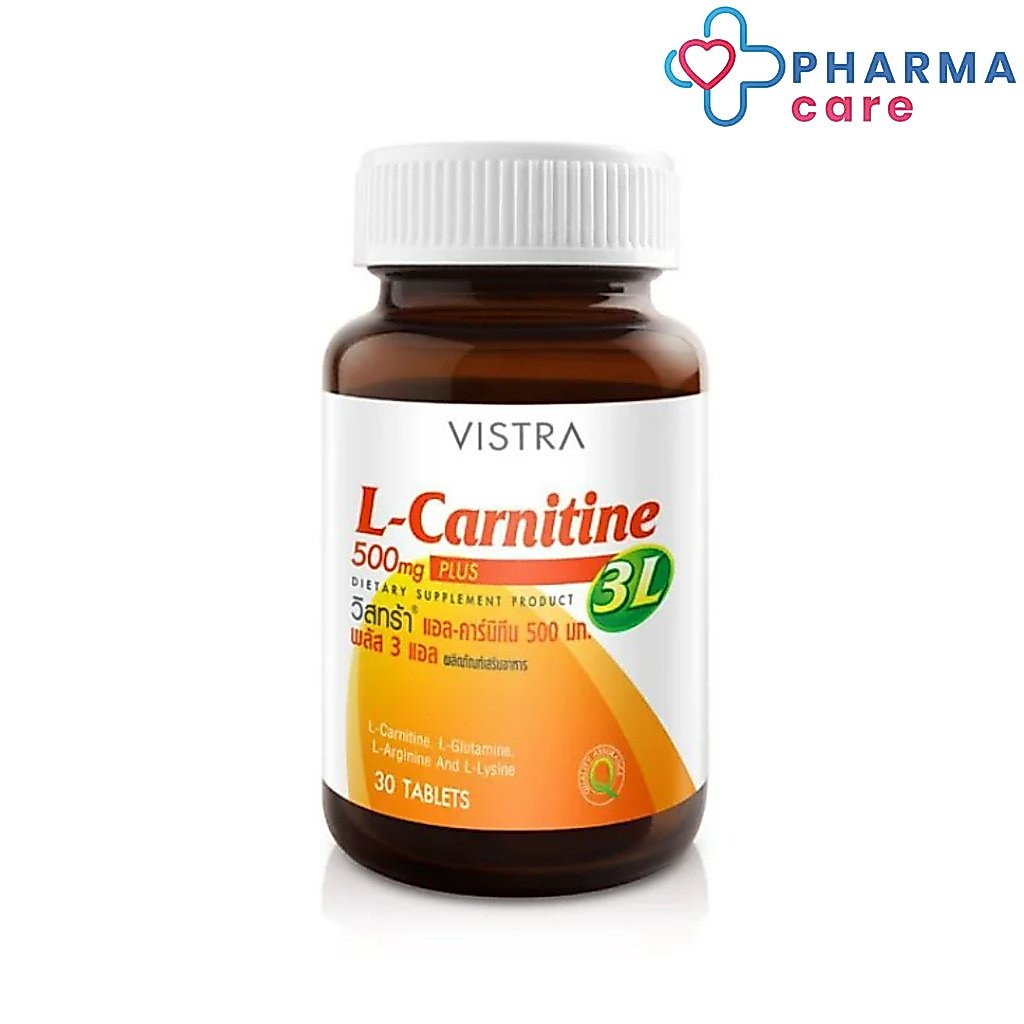 วิสทร้า แอล-คาร์นิทีน 500 มก. พลัส 3 แอล (30 เม็ด) VISTRA L-CARNITINE 500 MG PLUS 3L 30 (30 TABLETS)