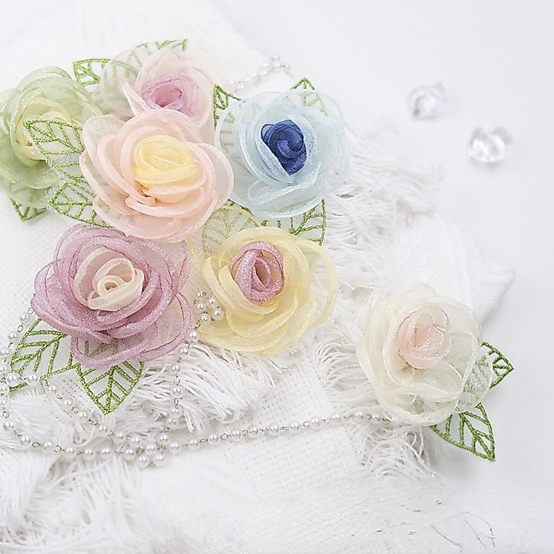 ดอกกุหลาบ ดอกคามิเลีย เส้นด้ายยูเจน 3D แฮนด์เมด DIY อุปกรณ์เสริม สําหรับเสื้อผ้า