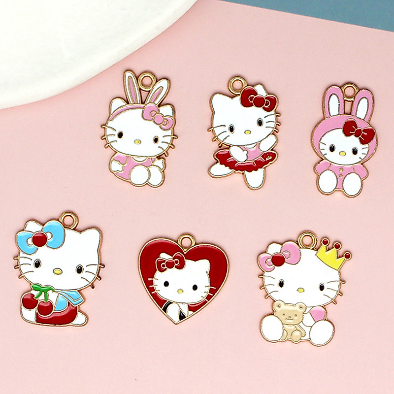 จี้ตุ๊กตาการ์ตูนแมว KT แฮนด์เมด เครื่องประดับ สําหรับผู้หญิง 2 ชิ้น ต่อล็อต DIY ---044