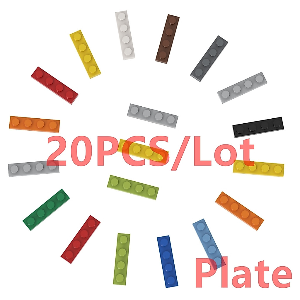 บล็อกตัวต่อพลาสติก รูปจุด 1x4 DIY ของเล่นเสริมการเรียนรู้เด็ก 20 ชิ้น เข้าได้กับ 3710