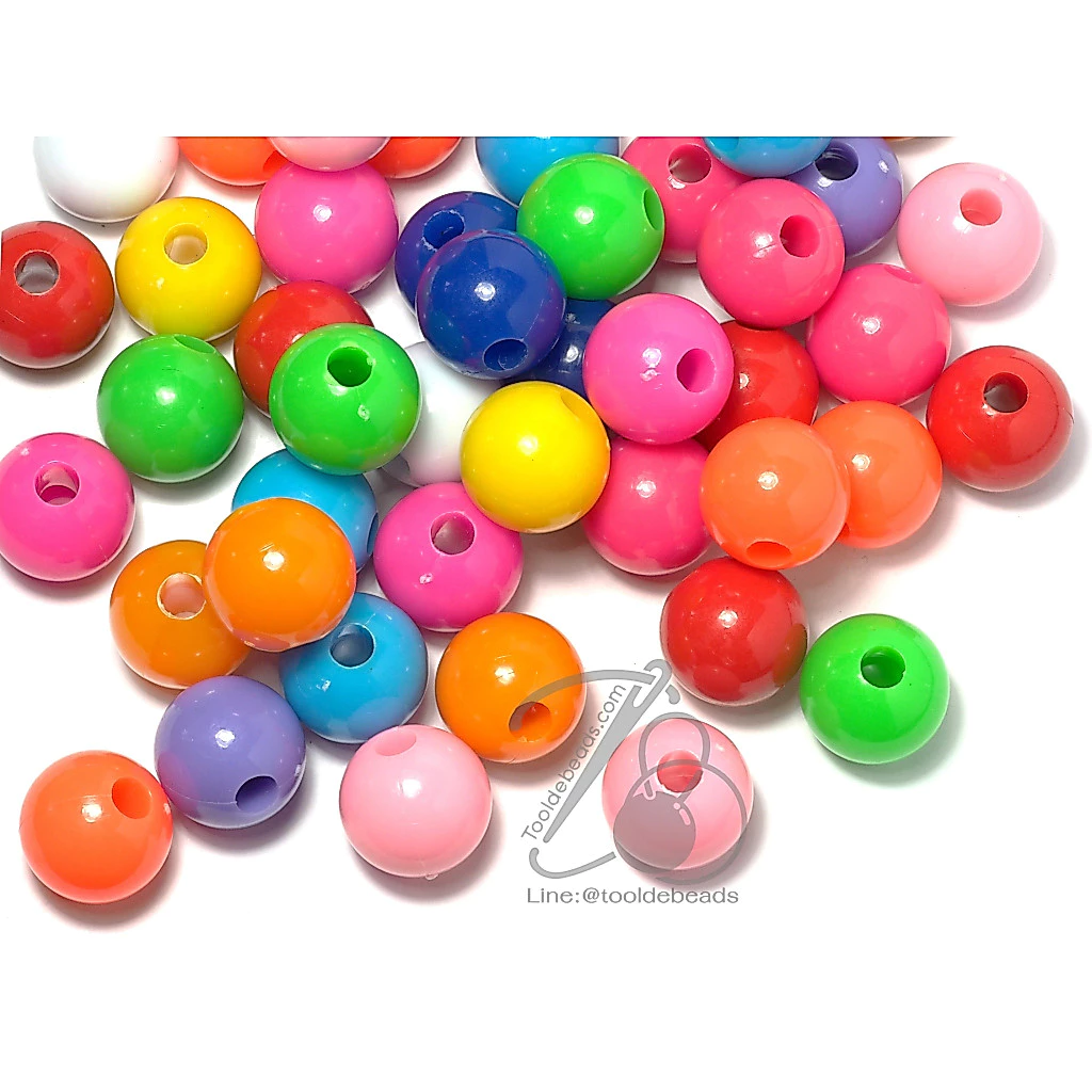 ลูกปัดลูกชิ้น 18-20-22 มม. สีสด (50 ชิ้น) ลูกปัดเม็ดใหญ่ เสริมทักษะเด็ก