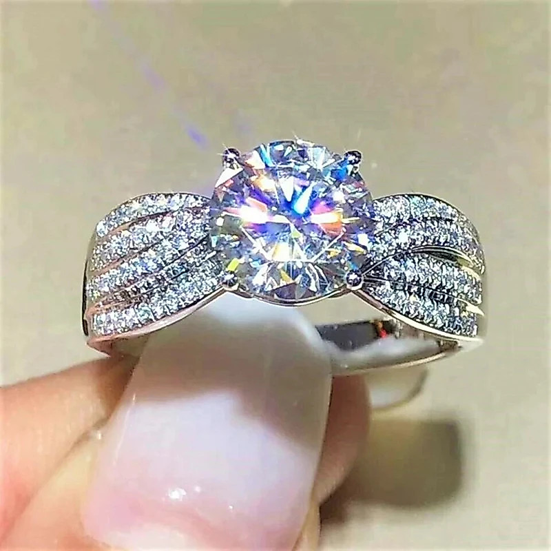 925 เงินสเตอร์ลิงใหม่อินเทรนด์ผู้หญิงแหวนแต่งงาน Bling Bling Cubic Zirconia 2023 หมั้นอุปกรณ์เสริมหรูหรา Drop Ship เครื่องประดับ