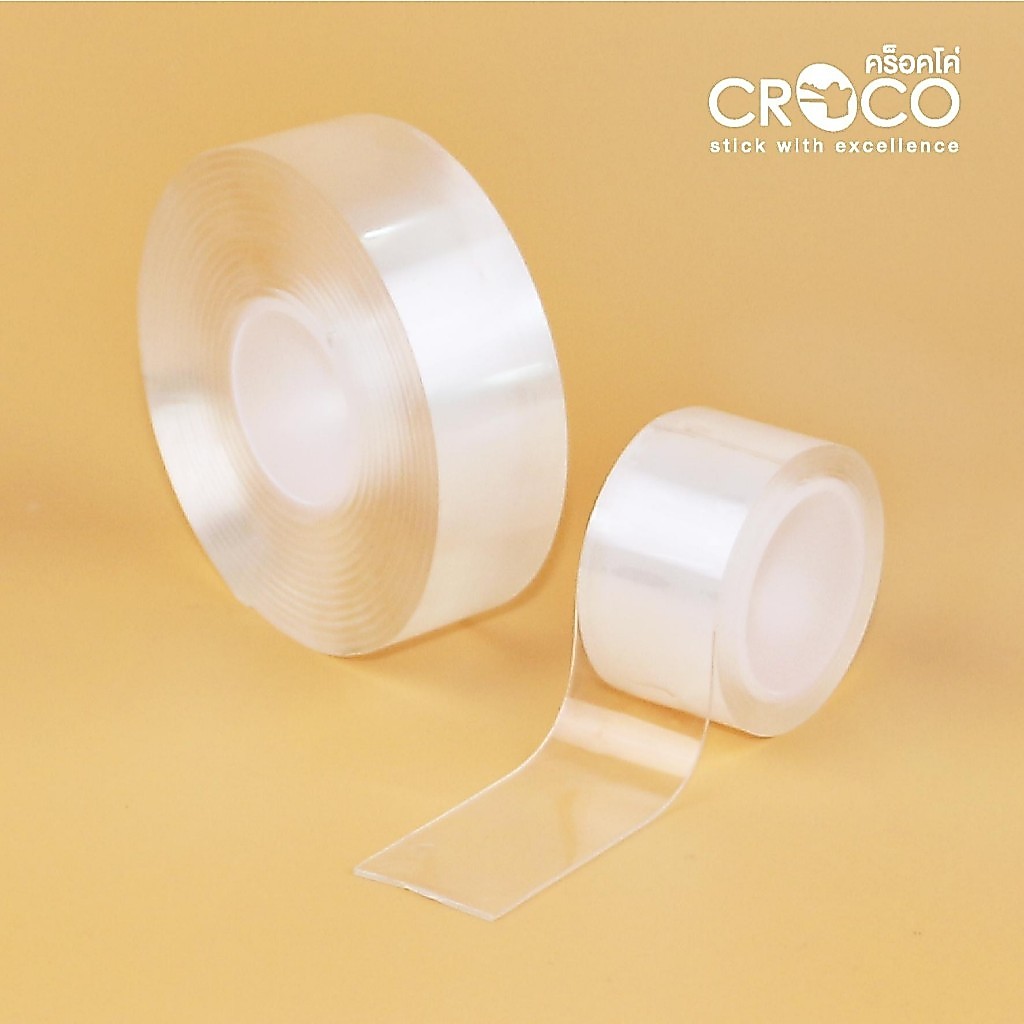 กาวเจลลี่ CROCO เทปกาวใส 2 หน้า นาโน Double Sided Nano Tape คร็อคโค่ แปะผนังไม่ทิ้งคราบกาว