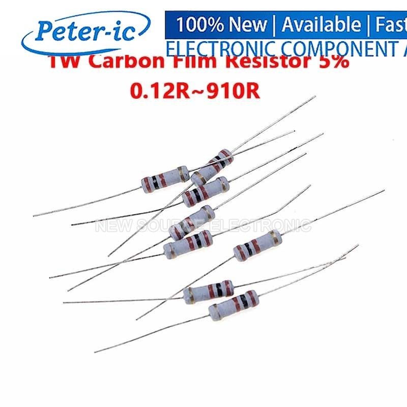 (20 ชิ้น) 1W ตัวต้านทานฟิล์มคาร์บอน 0.12R~910R 5% 0.22R 0.33R 0.47R 1R 1.5R 4.7R 10R 33R 68R 100R 150R 270R 470R 680R Ohm Resistance