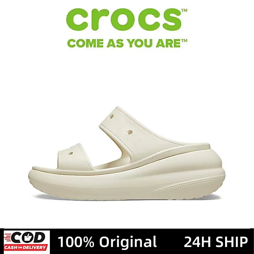 Crocs EVA รองเท้าแตะกระดูกสีขาวรองเท้าแตะผู้หญิงเทรนด์กลางแจ้ง 207670-2Y2