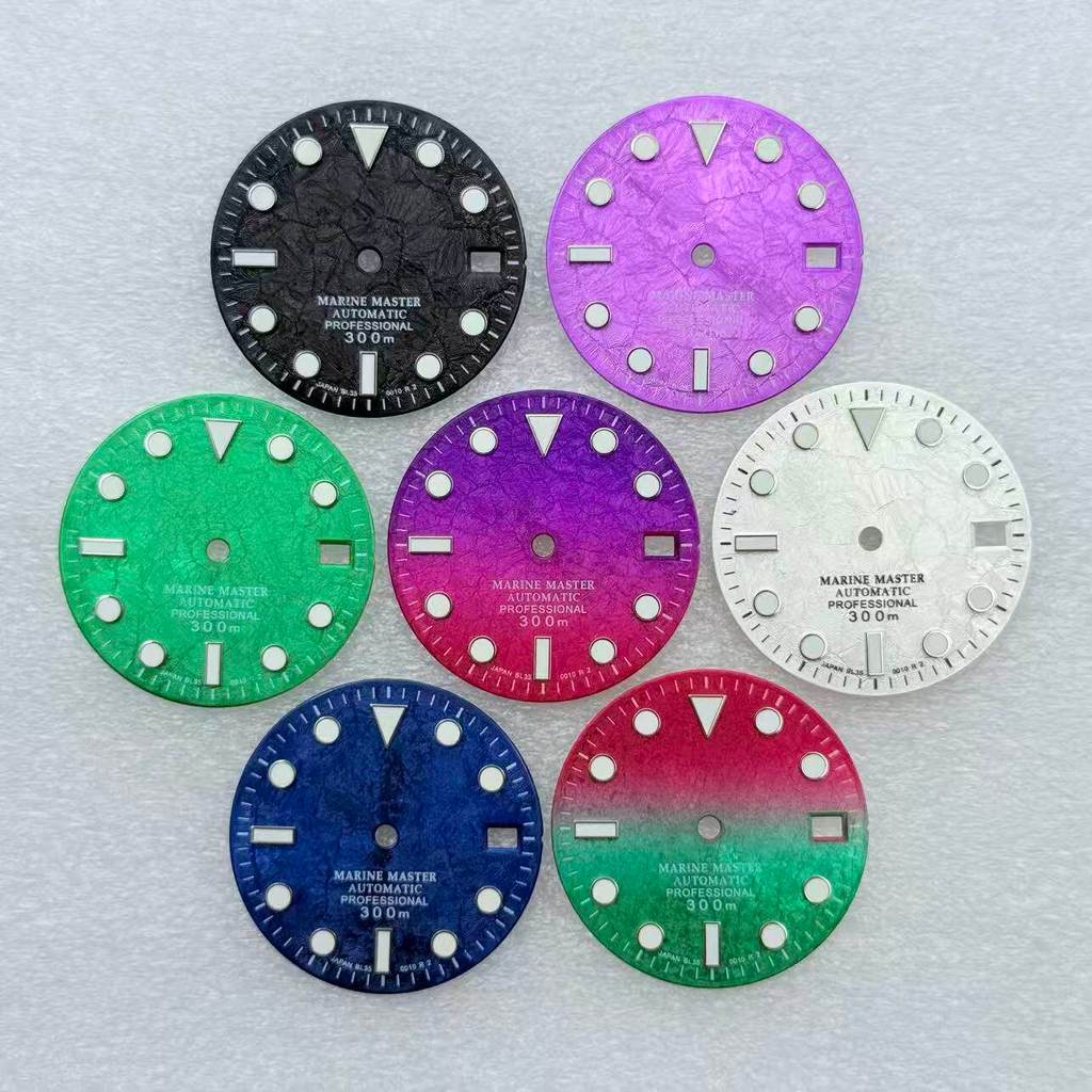 [Dial Accessories 5] Water Ghost 300 Ice Cracks NH35/3/3.8 เส้นผ่านศูนย์กลางหน้าปัด 28.5 มม. สีเขียว