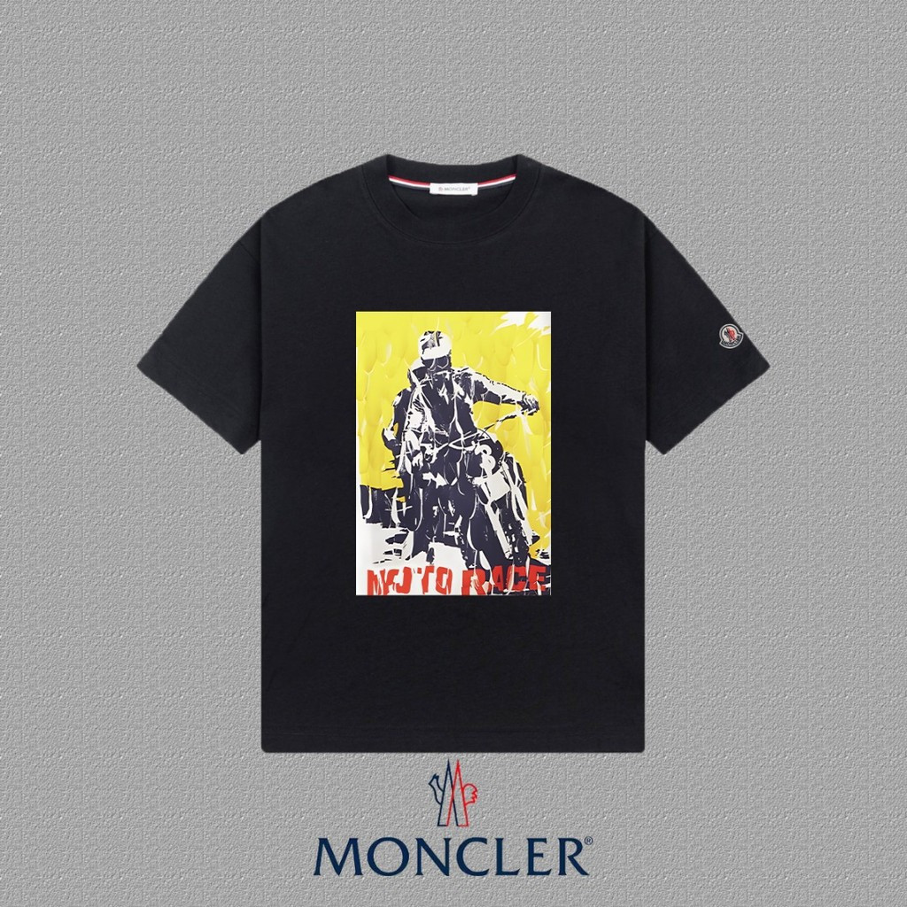 Moncler2026 Moncler 2026 คลาสสิกรอบคอแขนสั้นเสื้อยืดผู้ชายผู้หญิงสไตล์ทุกวันฤดูใบไม้ผลิแฟชั่นกีฬาแขน