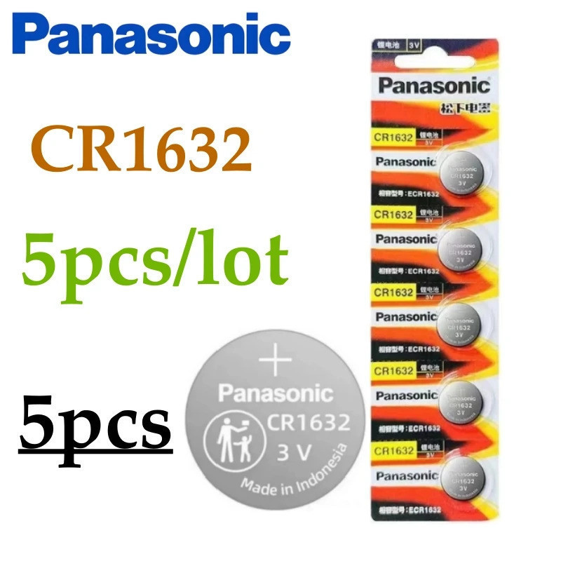 5pcs Original Panasonic CR1632 CR 1632 ECR1632 DL1632 แบตเตอรี่ปุ่มเหรียญแบตเตอรี่ลิเธียมสําหรับนาฬิ