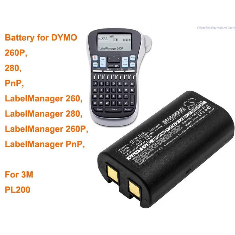 Cameron Sino 650mAh แบตเตอรี่สําหรับ DYMO 260P,280,PnP,LabelManager 260,LarabelManager 280,LabMan 26