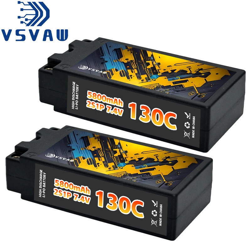VSVAW Lipo 2S 7.4V แบตเตอรี่ 5800mAh 130C Hard Case ปลั๊ก XT60 สําหรับ RC รถเรือรถบรรทุกถังรถ Truggy