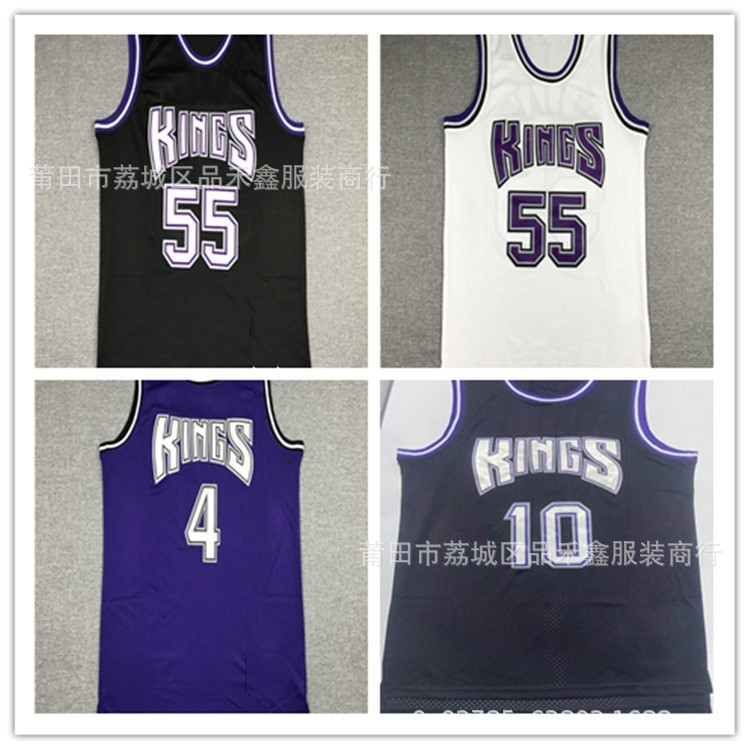จัดส่งในวันเดียวกัน!!Kings kings เสื้อกั๊กเสื้อบาสเก็ตบอลย้อนยุคปัก 4Webber 55Williams