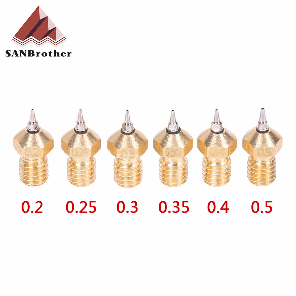 M6 V5 V6 Nozzle Airbrush Adapter Set 3D Printer Parts 0.2-0.5mm Removable Stainless Steel Tips For E