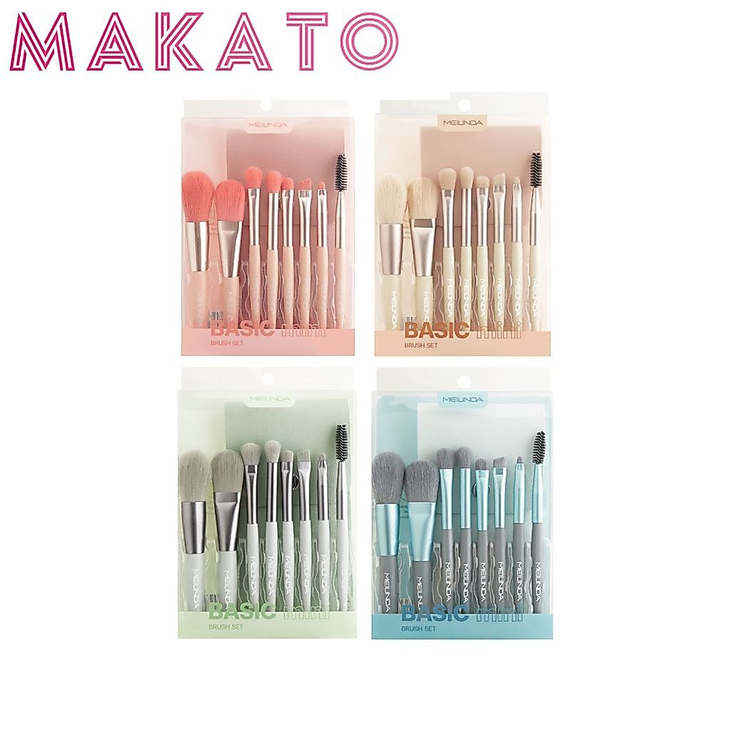 MEILINDA Basic Mini Brush Set เมลินดา ชุดแปรงแต่งหน้า แบบพกพา 8 ชิ้น พร้อมซองเก็บ ใช้ง่าย ( คละสี )
