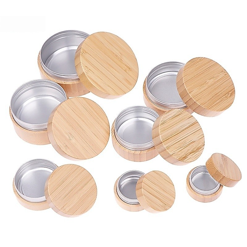 ขวดไม้ไผ่ครีม Jar Nail Art Mask ครีมรีฟิลเครื่องสําอางที่ว่างเปล่าแต่งหน้าคอนเทนเนอร์ขวดกล่องเก็บ 10/15/30/50/60/80/100g