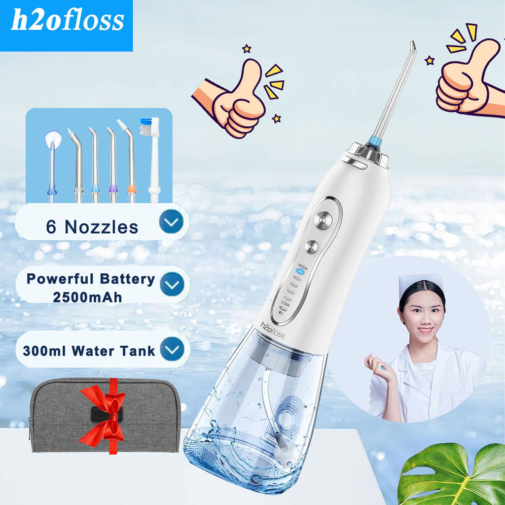 H2ofloss Flosser แบบพกพา Flosser ไร้สาย Oral Flosser Flosser Flosser 300ml กันน้ํา