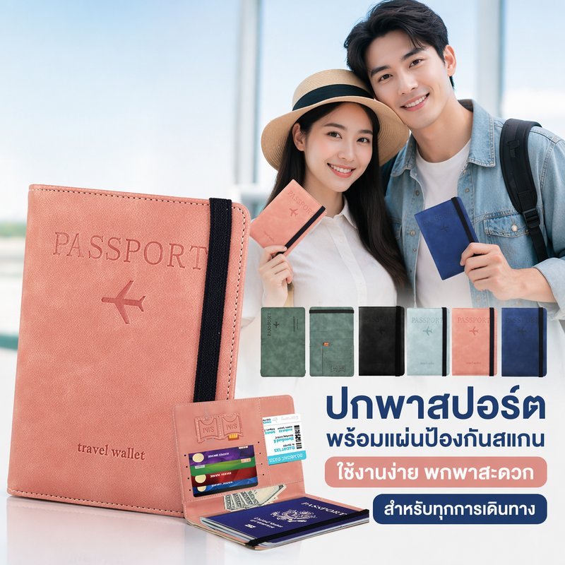 ที่ใส่พาสปอร์ต หนัง PU กันสแกน RFID กระเป๋าเอกสารเดินทาง ผู้ชาย ผู้หญิง ใส่บัตร ตั๋ว พาสปอร์ต