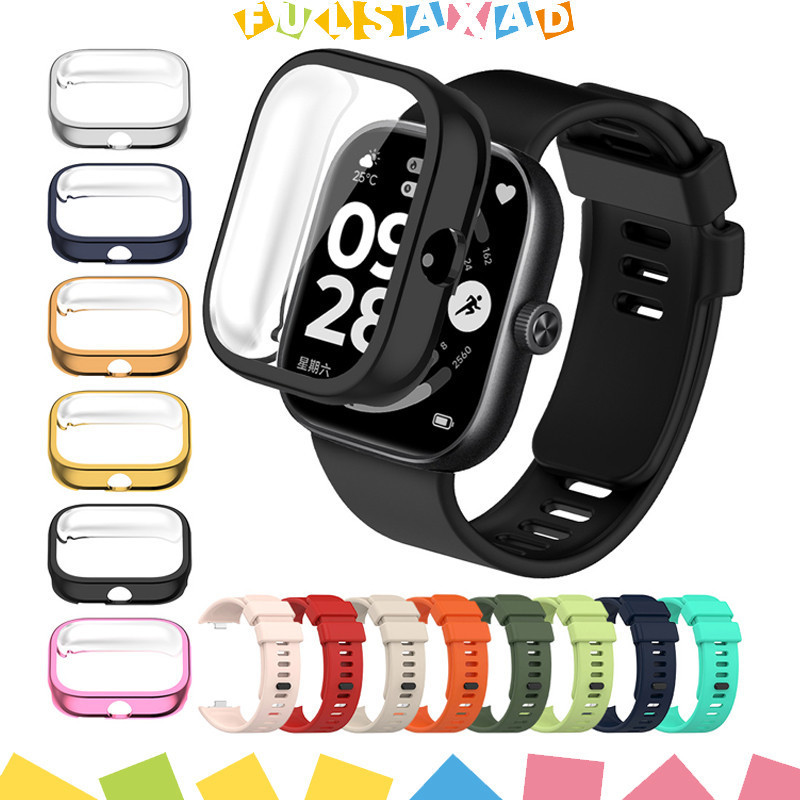 สายซิลิโคน + กรณี TPU for Smartwatch Xiaomi Redmi Watch 6 5 4 ป้องกันหน้าจอฝากกันชนกีฬาเข็มขัดยางอุปกรณ์เสริม