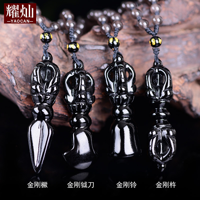 Yancan Obsidian Vajra จี้ผู้ชายผู้หญิงสไตล์ Vajra มีด Vajra สร้อยคอ