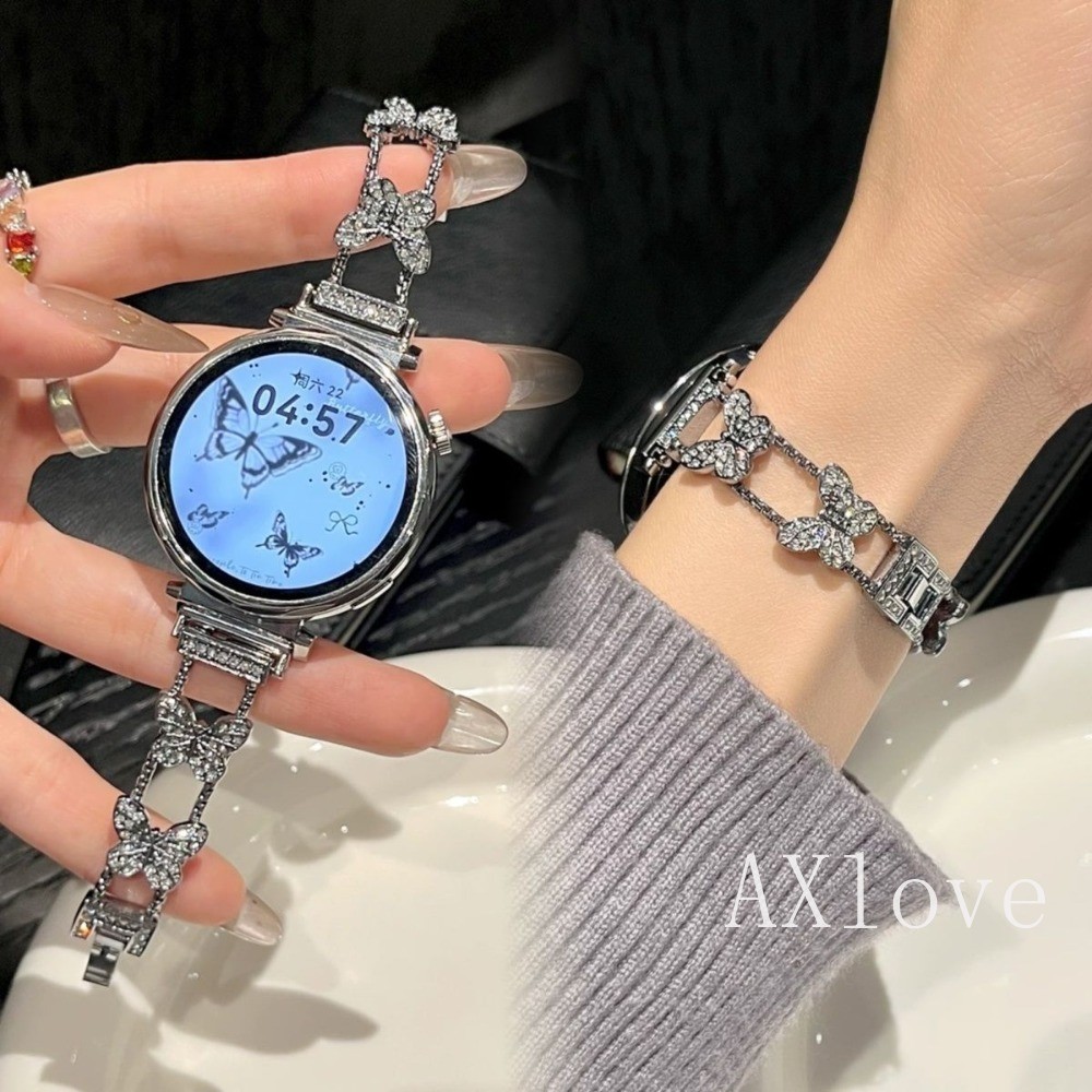 Luxury Diamond Studded Butterfly band สําหรับ Samsung Galaxy Watch 8 7 FE 6 5 44/40 มม.Elegant ผู้หญิง 18 20 22 มม.