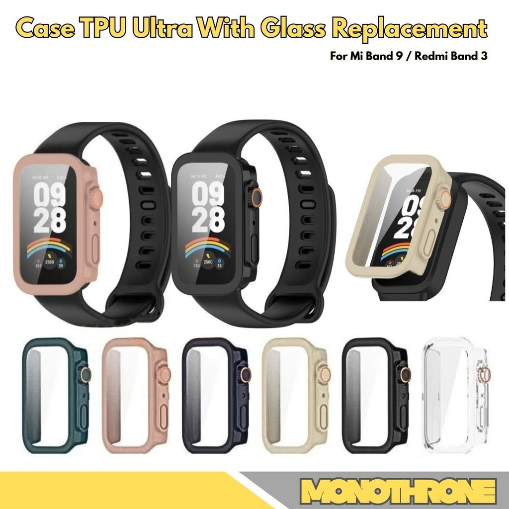 เคสกระจกนิรภัย Xiaomi Band 9 Active Mi Band 9 Active Redmi Band 3 Xiaomi Smartband 9 เคสแข็งที่ใช้งา