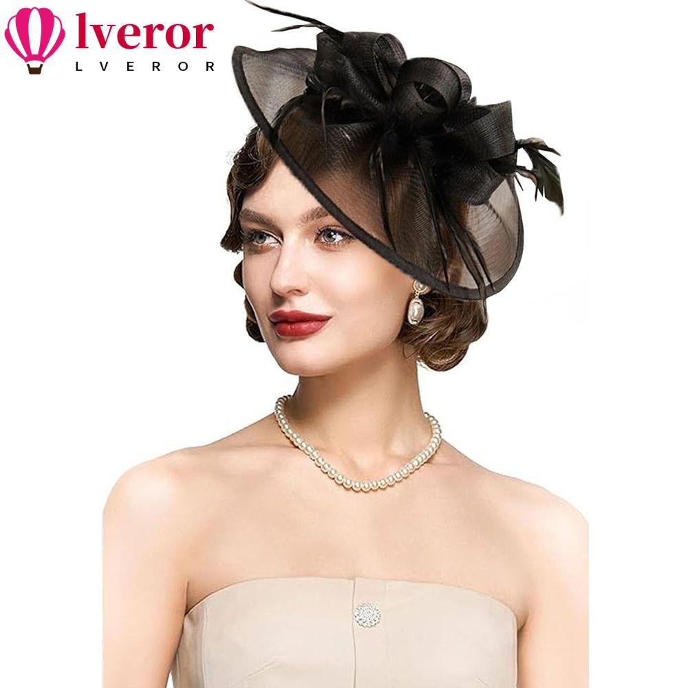 หมวก fascinator ผ้าลายดอกไม้และขนนกกึ่งคลาสสิกสำหรับผู้หญิง ออกแบบมาให้มีสไตล์หรูกะทัดรัด เหมาะสำหรับปาร์ตี้และงานแต่งงาน