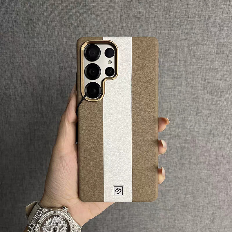 HOCE หรูหราคู่สี PU หนังแม่เหล็กเคสโทรศัพท์สําหรับ Samsung Galaxy S24 S25 Ultra ธุรกิจเลนส์โลหะผสมปกหลังกันกระแทก