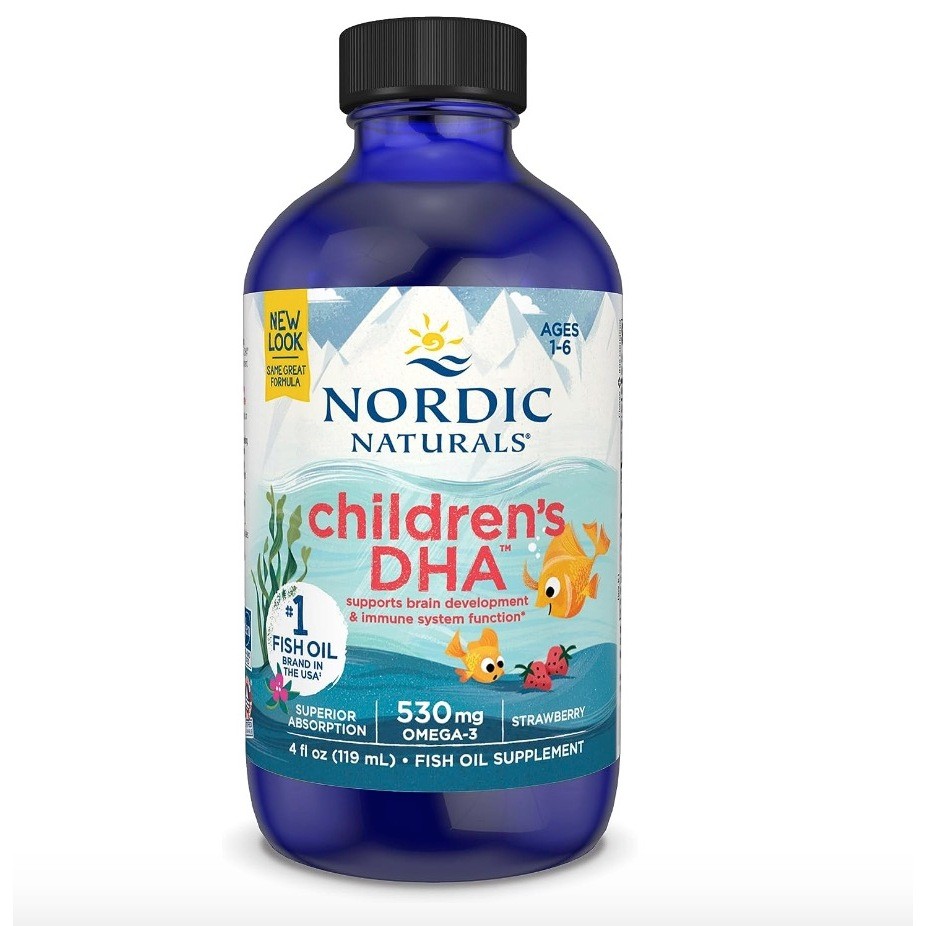 [ DHA สำหรับเด็ก 1-6 ปี ]  Nordic Naturals, Children's DHA, Strawberry, 530 mg, 4 fl oz (119 ml)