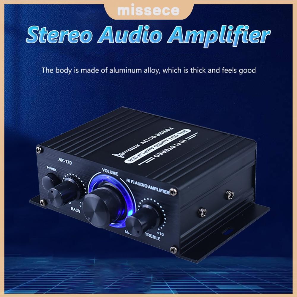 AK-170 Mini HiFi Audio Amplifier 200W + 200W 2-CH Power Amp พร้อมอินพุต RCA [Missece.th]