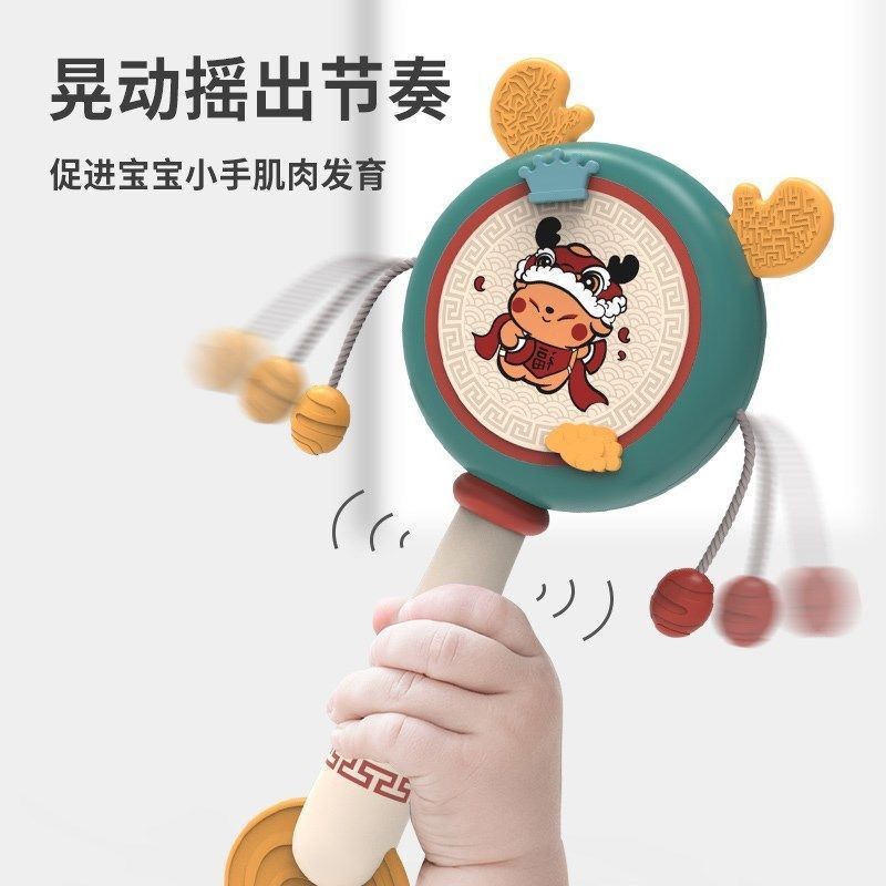 Wave Drum ของเล่นเด็ก Chewable Baby Old-fashioned Hand-Cranked Wave Drum 0-1 ปี 2 วันเด็กอายุ 3-6 เด