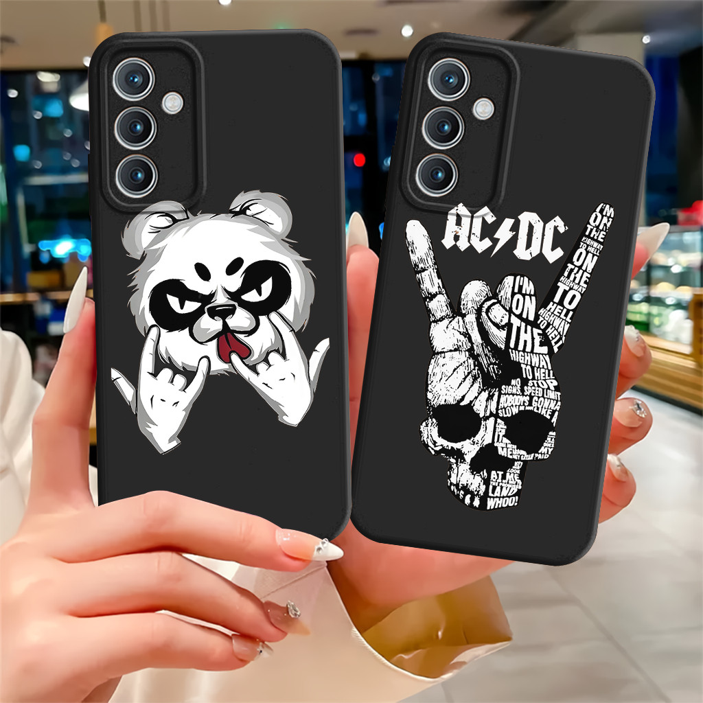 เคส Samsung A05 A05s - เคส A05 A05s ซิลิโคนป้องกันกล้องสีดําและสีขาว Motif เคสแบบยืดหยุ่น