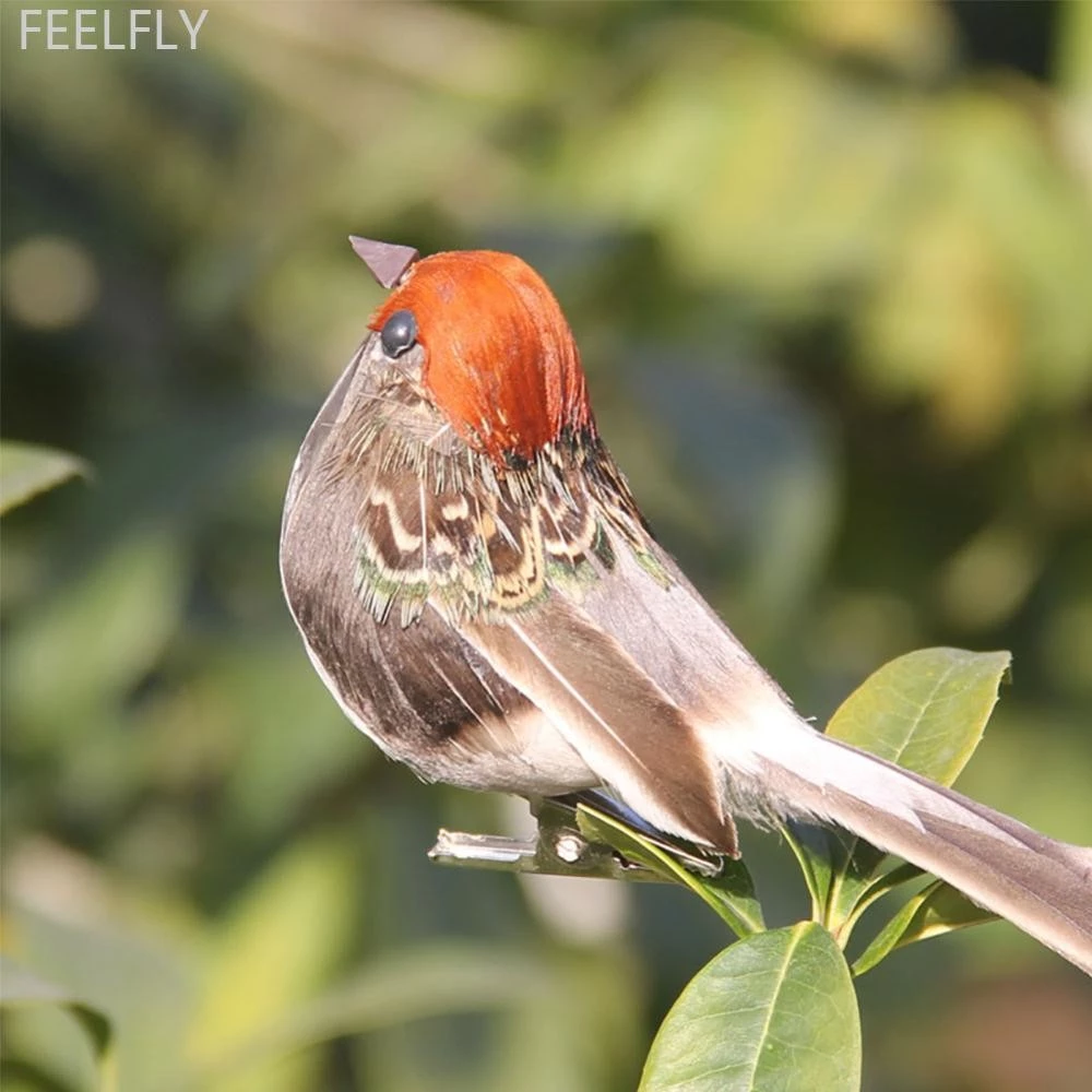 FEELFLY นกประดิษฐ์น่ารักปลอมโฟมสัตว์จําลอง Feather Birds รุ่น DIY Craft งานแต่งงานบ้านสวนเครื่องประดับตกแต่ง E1N9