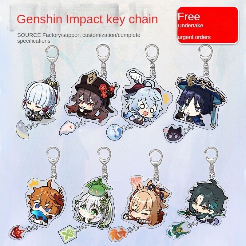 Genshin Impact พวงกุญแจภาพเคลื่อนไหวอะนิเมะตกแต่ง Genshin Impact อะคริลิคพวงกุญแจจี้ Alhaitham Tartaglia Ganyu Hutao Keqing Raiden Shogun Nahida Wanderer Venti 123