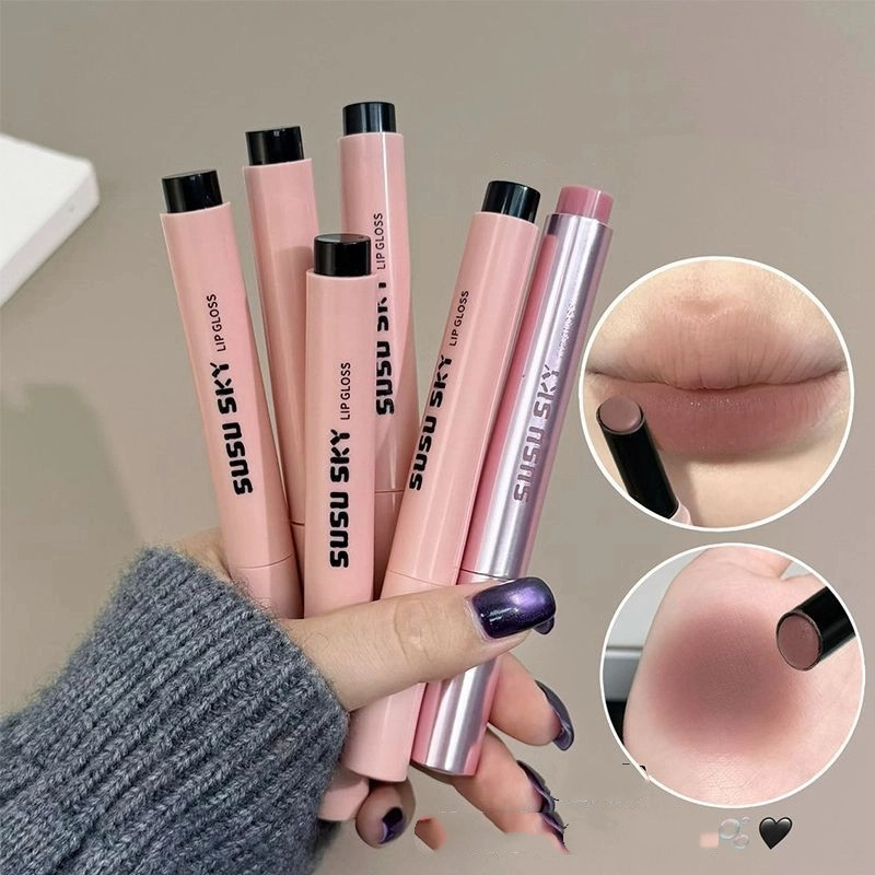 Susu Sky Pink Tube Press Matte Velvet Solid ลิปสติกกันน้ําติดทนนาน