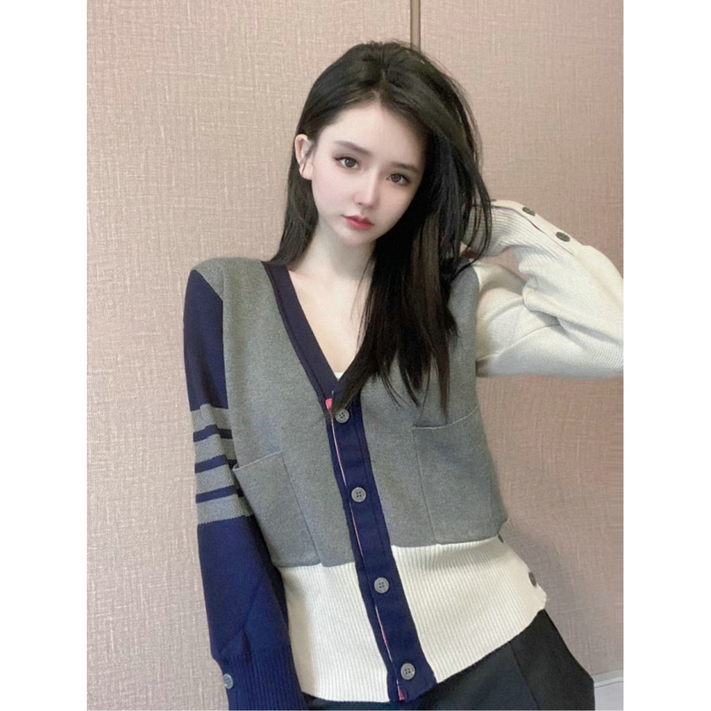 Thombrowne 8282 แจ็กเก็ตคาร์ดิแกน สีที่เข้ากันได้กับผ้าขนหนู